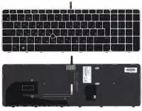 Клавиатура для ноутбука HP EliteBook 850 G3, 850 G4, черная с серой рамкой и подсветкой