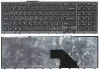 Клавиатура для ноутбука Sony Vaio VPC-F11, VPC-F12, VPC-F13, VPC-F11M1EH, черная с серой рамкой