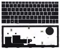 Клавиатура для ноутбука HP EliteBook Revolve 810 G1, черная с серой рамкой и подсветкой