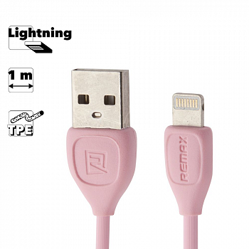 USB кабель REMAX RC-050i Lesu Lightning 8-pin, 1м, TPE (розовый)