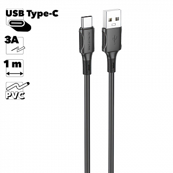 USB кабель BOROFONE BX80 Succeed Type-C, 1м, 2.4A, PVC (черный)