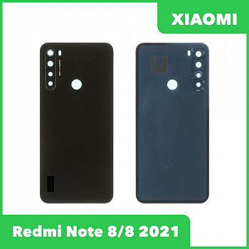 Задняя крышка для телефона Xiaomi Redmi Note 8, 8 2021 со стеклом камеры (черный)