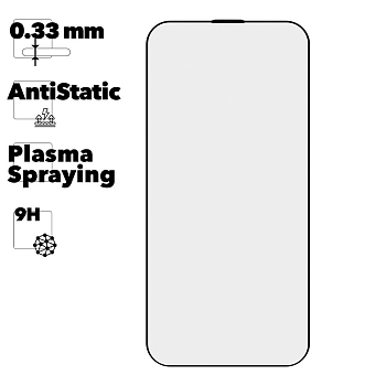 Защитное стекло Mr.cat для телефона iPhone 14 Pro Max Anti-Static, Plasma Spraying черное (ударопрочное)