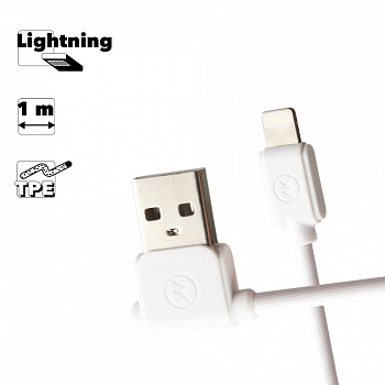 USB кабель WK Juazi Lightning 8-pin, 1м, TPE (белый)