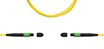 Сборка кабельная TopLan MPO-MPO, 12 волокон OS2, тип B (Key Up-Key Up), низкие потери, LSZH, 20 м, желтая