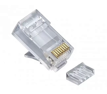 Коннектор RJ45 UTP 8P8C, универсальный, со вставкой, cat.6, 100 шт., TWT-PL45-8P8C-6V