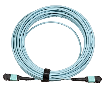 Сборка кабельная TopLan MPO-MPO, 12 волокон OM3, тип B (Key Up-Key Up), низкие потери, LSZH, 3 м, аква
