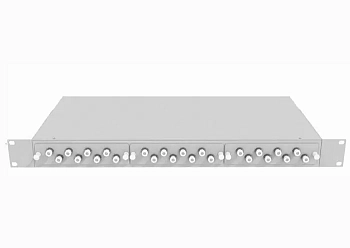 Кросс оптический стоечный 19", 24 FC/UPC адаптеров, многомодовый (50/125), 1U, серый, укомплектованный, TopLAN