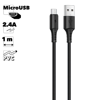 USB кабель Borofone BX47 CoolWay Charging Data Cable For Micro, черный