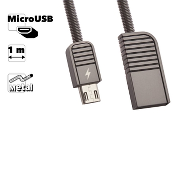 USB кабель Remax Linyo Series Cable RC-088m MicroUSB круглый в оплетке пластиковые разьемы, черный