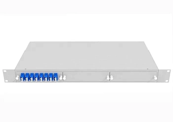 Кросс оптический стоечный 19", 16 LC/UPC адаптеров, одномодовый, 1U, серый, укомплектованный, TopLAN