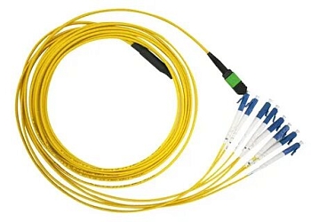 Сборка кабельная TopLan MPO-12LC, 12 волокон OS2, низкие потери, LSZH, 2 м, желтая
