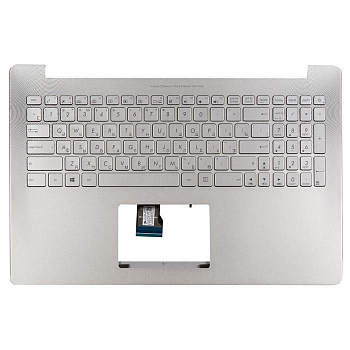 Клавиатура для ноутбука Asus N501JW с топкейсом, серебристый с подсветкой с креплением под HDD