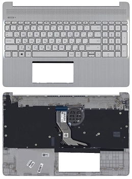 Клавиатура для ноутбука HP 15S-EQ, 15S-FQ топкейс серый, с разбора
