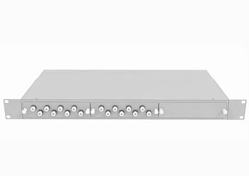 Кросс оптический стоечный 19", 16 FC/UPC адаптеров, многомодовый (50/125), 1U, серый, укомплектованный, TopLAN