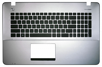 Клавиатура для ноутбука Asus X751, X751LB, X751LJ, X751MA, X751L, X751LD, X751LAV, X751M черная, с панелью (серебряная)