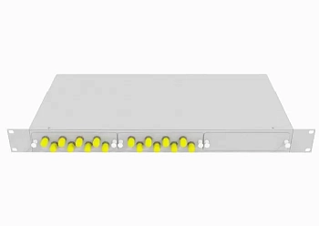 Кросс оптический стоечный 19", 16 ST/UPC адаптера, многомодовый, 1U, серый, укомплектованный, TopLAN