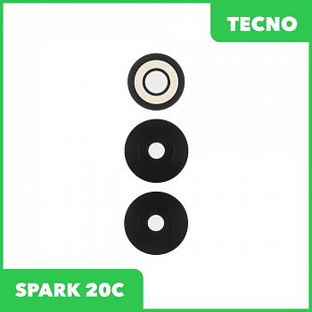 Стекло задней камеры для Tecno SPARK 20C (черный)