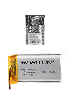 Аккумуляторная батарея Li-Pol 6x30x60мм, 3.7В, 1100мАч, 2pin