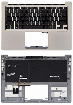 Клавиатура для ноутбука Asus ZenBook UX303U, черная с подсветкой, серый топкейс