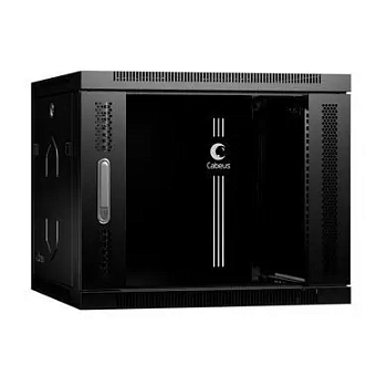 Cabeus SH-05F-9U60/45-BK Шкаф телекоммуникационный настенный 19" 9U 600x450x501mm (ШхГхВ) дверь стекло, цвет черный (RAL 9004)