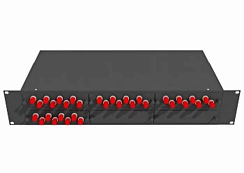 Кросс оптический стоечный 19", 32 ST/UPC адаптера, одномодовый, 2U, черный, укомплектованный, TopLAN