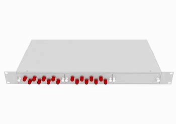 Кросс оптический стоечный 19", 16 ST/UPC адаптера, одномодовый, 1U, серый, укомплектованный, TopLAN