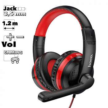 Гарнитура игровая Hoco W103 Magic Tour Gaming Headphones накладная стерео, красная