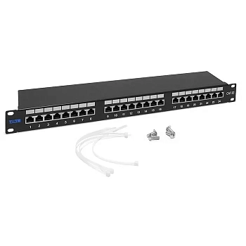 Патч-панель 19", 24 порта RJ-45, категория 5e, STP, 1U, TWT-PP24STP