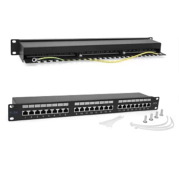 Патч-панель 19", 24 порта RJ-45, категория 6, STP, 1U, TWT-PP24STP/6