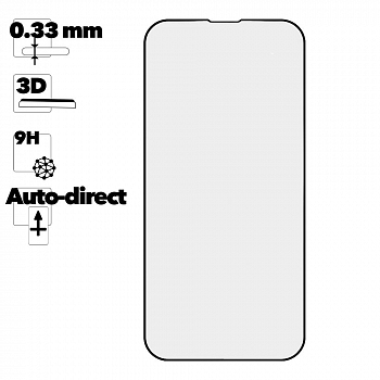 Защитное стекло HOCO A33 Easy Stick для телефона Apple iPhone 14 Pro Max, черная рамка, прозрачное, 0.33мм