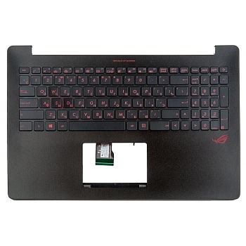 Клавиатура для ноутбука Asus N501JW с топкейсом, черная с подсветкой без крепления под HDD