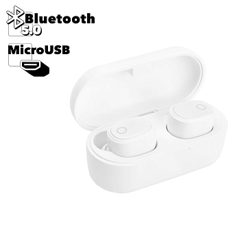 TWS Bluetooth гарнитура вставная стерео WK-TWS Wireless Earphone V20, белая
