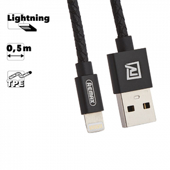 USB кабель REMAX RC-058i Jewellery Lightning 8-pin, подвеска, 0.5м, нейлон (черный)