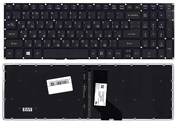 Клавиатура для ноутбука Acer Aspire R5-571T, черная с подсветкой