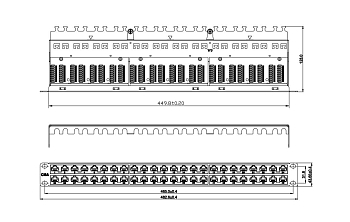 PPHD-19-48-8P8C-C6A-110D Патч-панель высокой плотности 19';, 1U, 48 портов RJ-45, неэкранированная, категория 6A, Dual IDC Hyperline