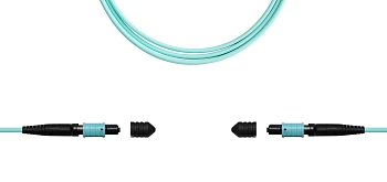 Сборка кабельная TopLan MPO-MPO, 12 волокон OM3, тип B (Key Up-Key Up), male-male, низкие потери, LSZH, 15 м, аква