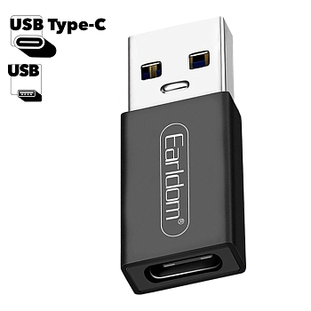 Адаптер Earldom ET-TC07 USB to USB Type-C Adapter, черный