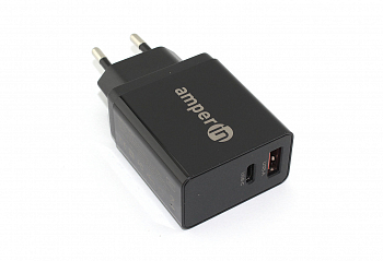 Блок питания (сетевой адаптер) Amperin USB-A, USB-C (YDS-TC045-011PK) 45W, black
