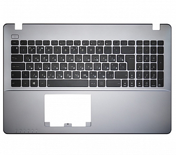 Клавиатура для ноутбука Asus X550, X550VA, X550EA, K550CC, F550CC, P550CA, R510C черная, верхняя панель в сборе (серая)