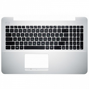 Клавиатура для ноутбука Asus X555SJ черная, верхняя панель в сборе (белая)