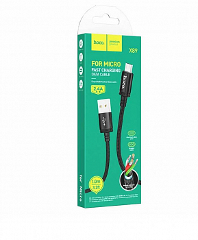 Кабель USB HOCO X89 для Micro, 2.4А, длина 1.0м, черный