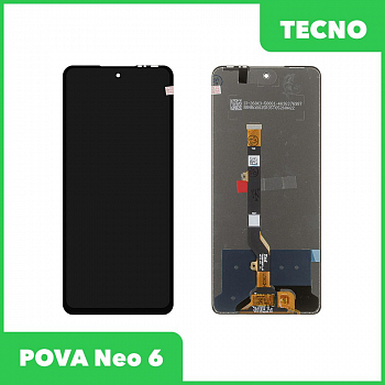 LCD дисплей для Tecno POVA Neo 6 с тачскрином (черный) 100% OR