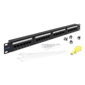 Патч-панель 19", 24 порта RJ-45, категория 5e, UTP, 1U, TWT-PP24UTP