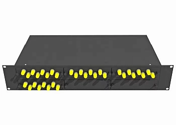 Кросс оптический стоечный 19", 32 ST/UPC адаптеров, многомодовый (50/125), 2U, черный, укомплектованный, TopLAN