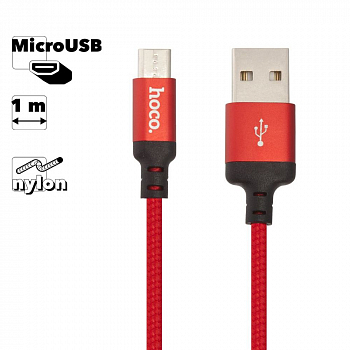 USB кабель HOCO X14 Times Speed MicroUSB, 2.4А, 1м, нейлон (красный/черный)