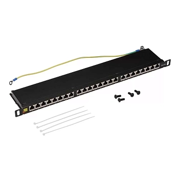 Патч-панель 19", 24 порта RJ-45, категория 6A, STP, 0.5U, компактная, LANMASTER, LAN-PPC24S6A