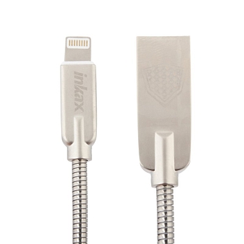 USB кабель inkax CK-24 Knight для Apple 8-pin стальная оплетка, серебро