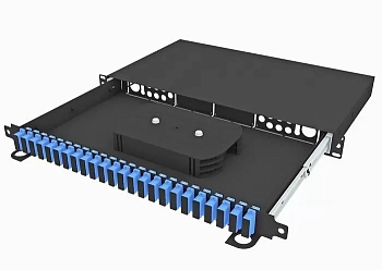 Кросс оптический стоечный выдвижной 19", 48 SC/UPC адаптеров, одномодовый, 1U, черный, укомплектованный, TopLAN