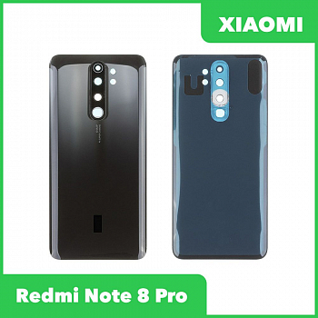 Задняя крышка для телефона Xiaomi Redmi Note 8 Pro со стеклом камеры (черный)